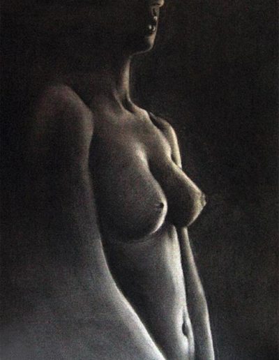 Ritratto a carboncino dimensione 50x70 cm. di nudo di donna