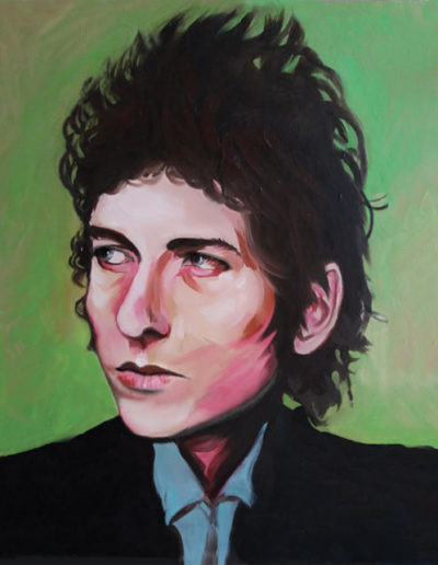 Ritratto a olio di Bob Dylan da giovane