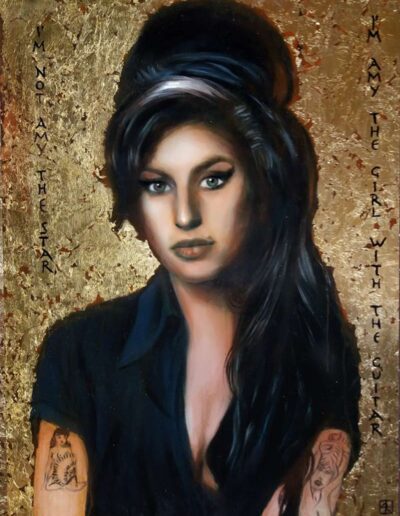 Ritratto a olio e oro di Amy Winehouse